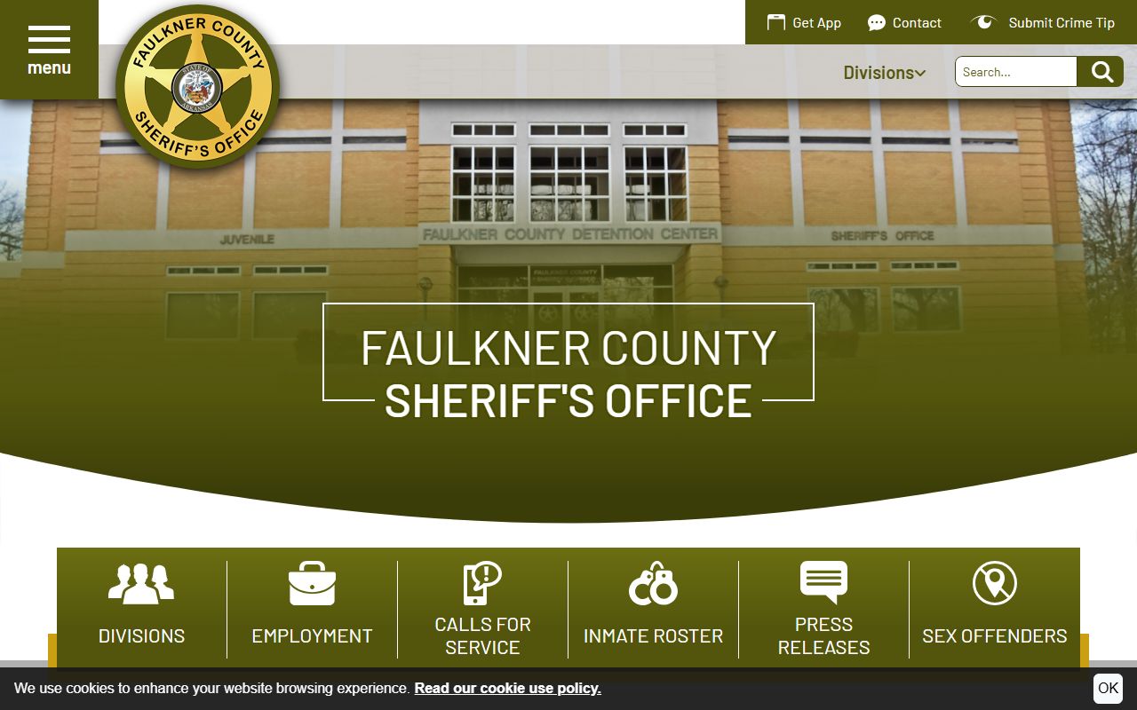 Faulkner County Sheriff website showing Conway criminal records and inmate roster