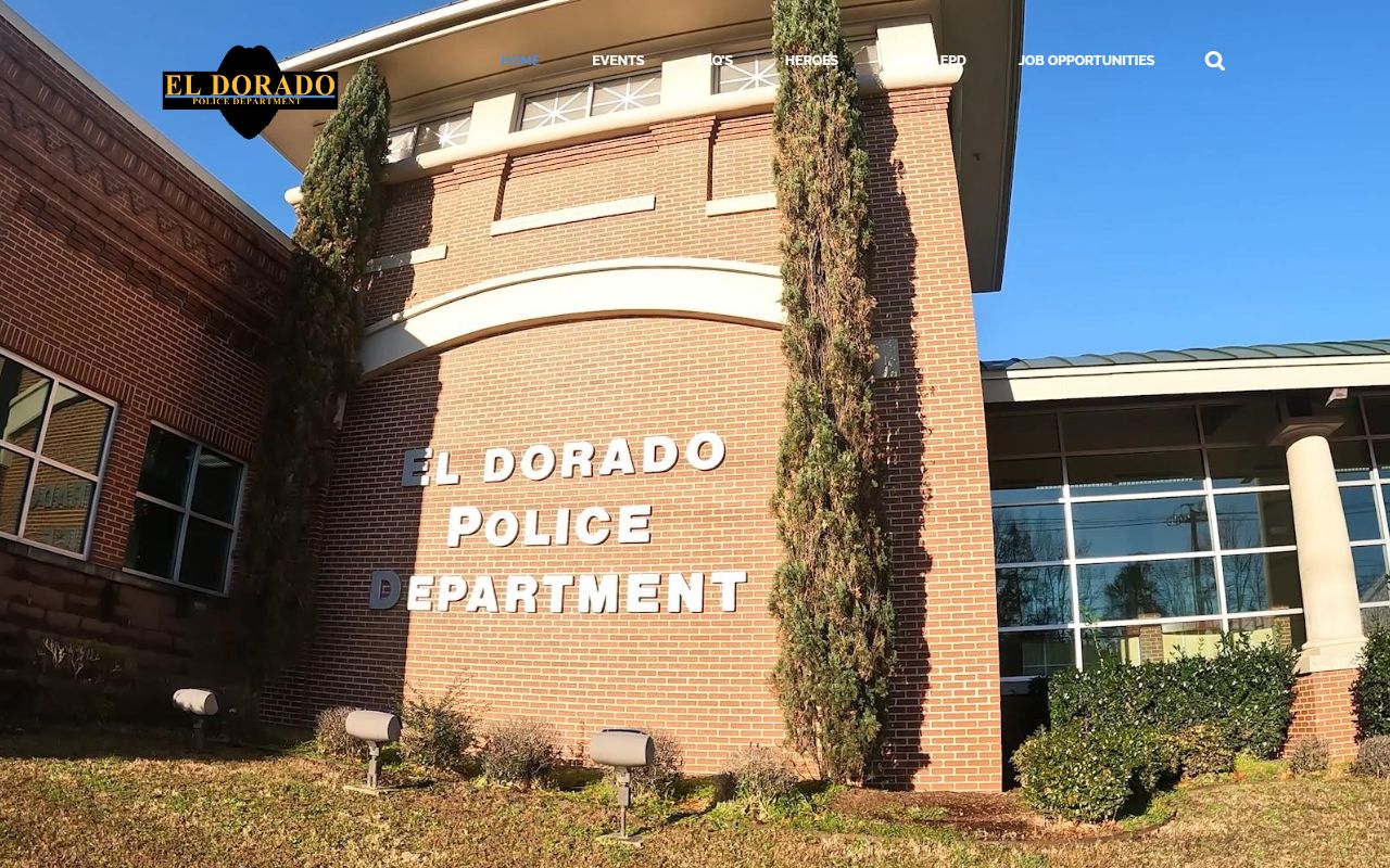 El Dorado Police Department website showing warrant list and criminal records access