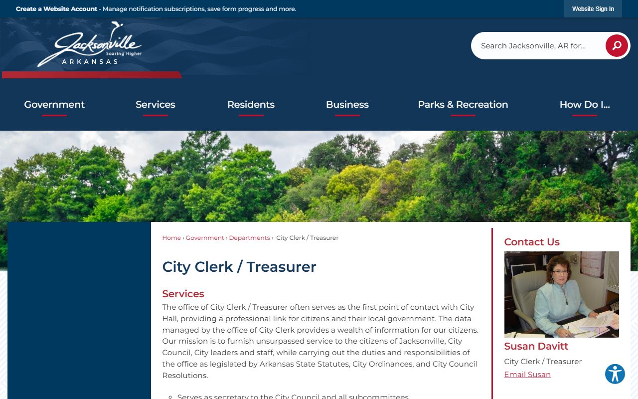Jacksonville City Clerk Treasurer office for city records and FOIA requests