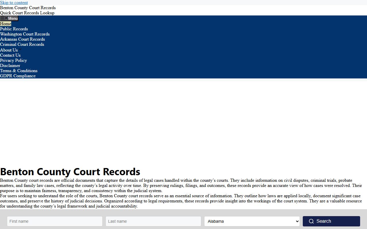 Benton County court records access portal for criminal case filings