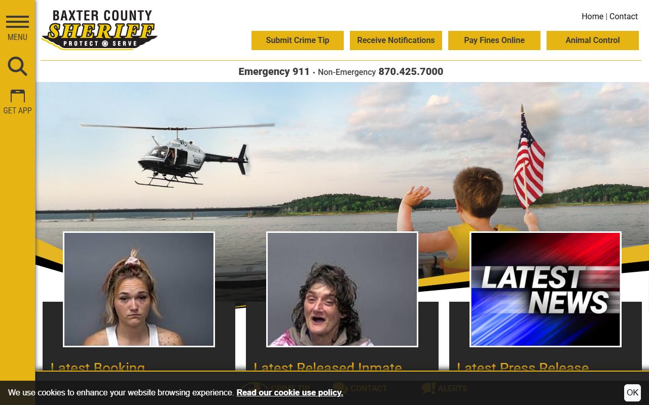 Baxter County Sheriff's Office official website for criminal records and inmate search