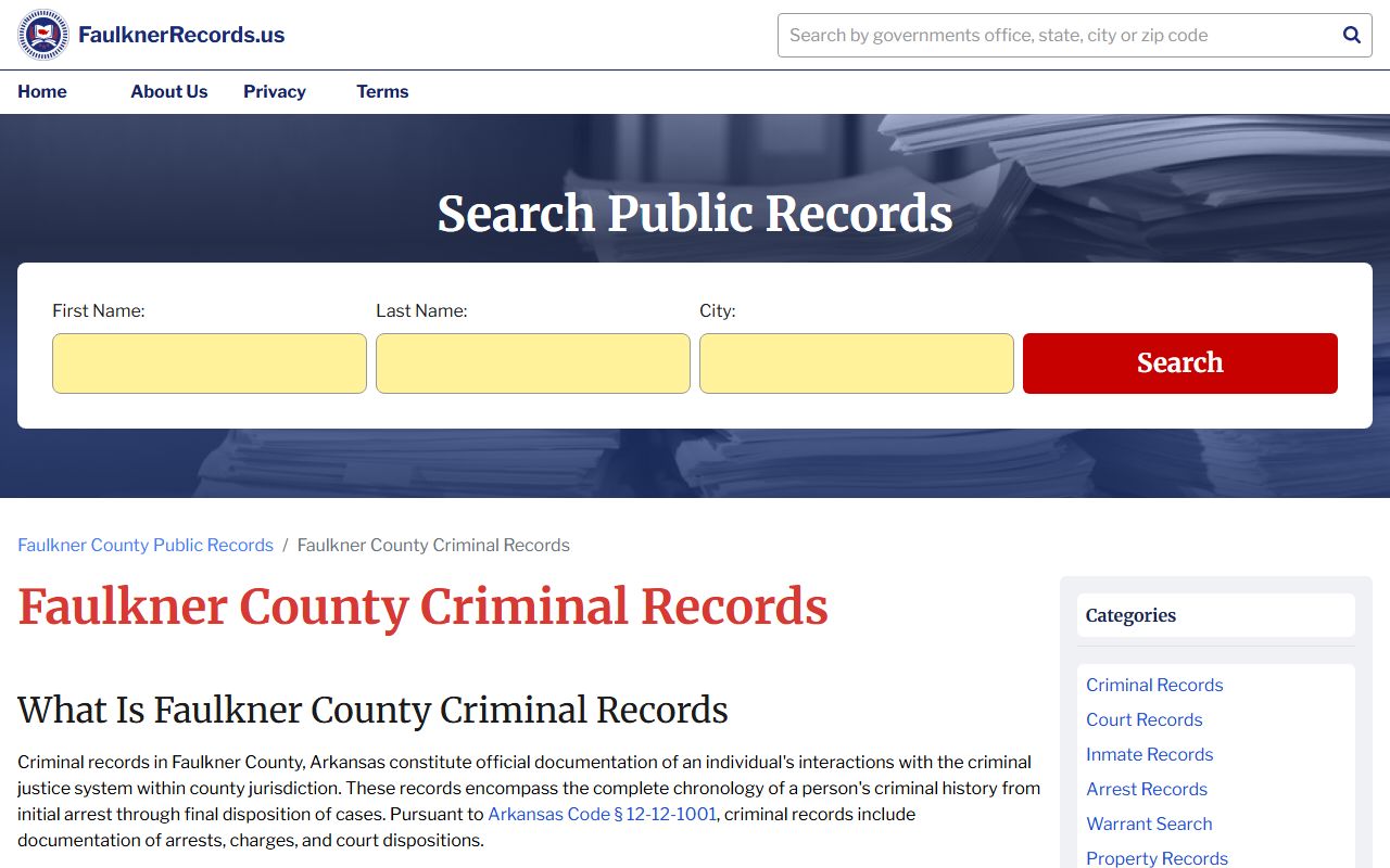 Faulkner County criminal records search