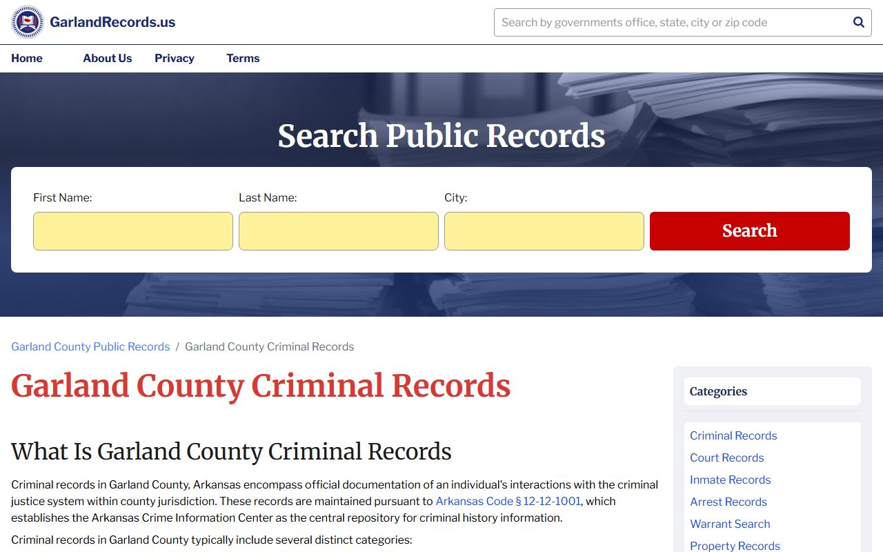 Garland County criminal records