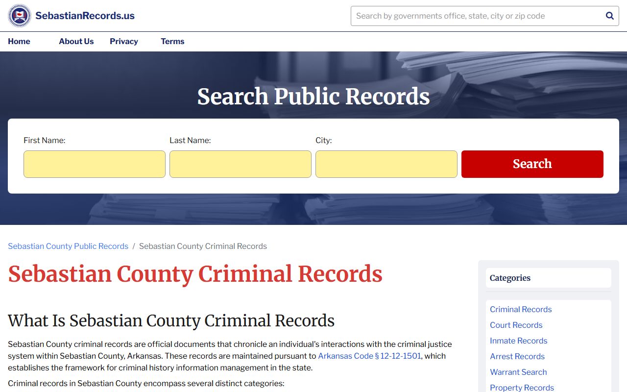 Sebastian County criminal records search