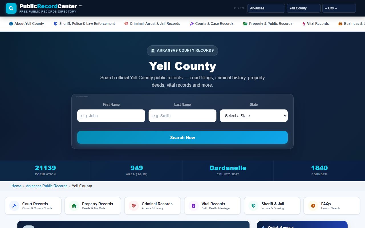 Yell County public records - use CourtConnect for official court and criminal case searches
