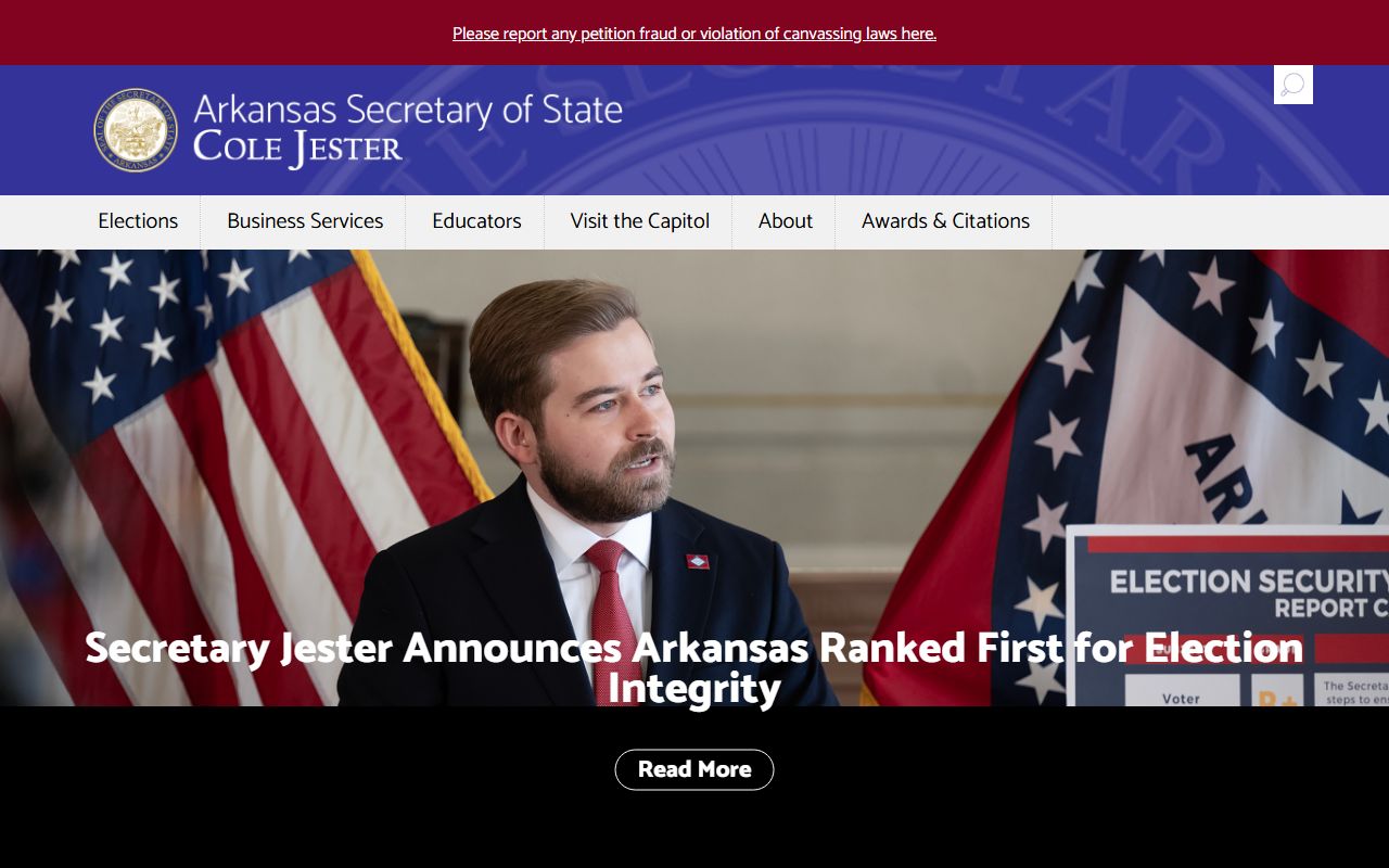 Arkansas Secretary of State official government records portal